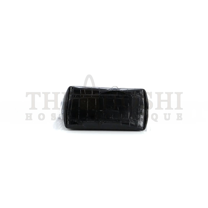 Y51 BLACK MINI TOY SHOPPING CROC-EFFECT LEATHER TOTE 51307168 (18*17*8cm) Master Quality